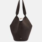Khaite Lotus Mini Luxe Suede Tote Bag – Dark Brown