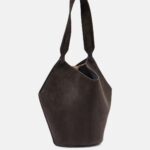 Khaite Lotus Mini Luxe Suede Tote Bag – Dark Brown