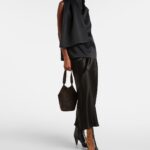 Khaite Lotus Mini Luxe Suede Tote Bag – Dark Brown