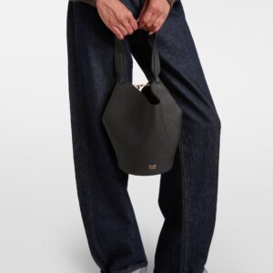 Khaite Lotus Mini Luxe Leather Tote Bag – Ivory Glow Black