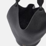 Khaite Lotus Mini Luxe Leather Tote Bag – Ivory Glow Black