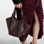 Loewe Hammock Flip Medium Leather Tote – Dark Brownie with Gold Hardware