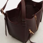 Loewe Hammock Flip Medium Leather Tote – Dark Brownie with Gold Hardware