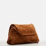 Giorno Intrecciato Suede Shoulder Bag in Dust Color – Bottega Veneta
