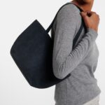 The Row Park Edge Medium Elegant Suede Tote – Blue Navy