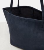 The Row Park Edge Medium Elegant Suede Tote – Blue Navy