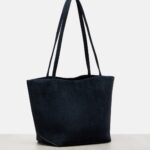 The Row Park Edge Medium Elegant Suede Tote – Blue Navy