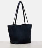 The Row Park Edge Medium Elegant Suede Tote – Blue Navy