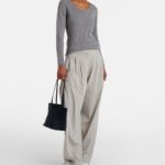 The Row Park Edge Medium Elegant Suede Tote – Blue Navy