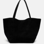 The Row Park Three Edge Suede Tote – Black Ans