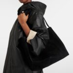 The Row Park Three Edge Suede Tote – Black Ans