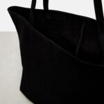 The Row Park Three Edge Suede Tote – Black Ans