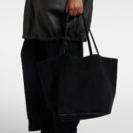 The Row Park Three Edge Suede Tote – Black Ans