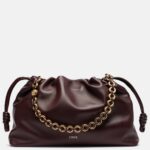 Loewe Flamenco Large Dark Burgundy Leather Shoulder Bag with Gold Hardware