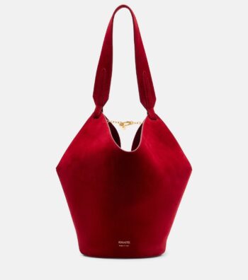 Khaite Lotus Mini Luxe Suede Tote Bag – Ruby Red