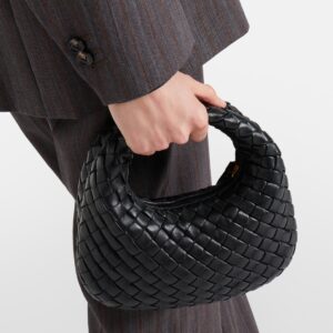 Baby Veneta Leather Top-Handle Bag in Black - Bottega Veneta