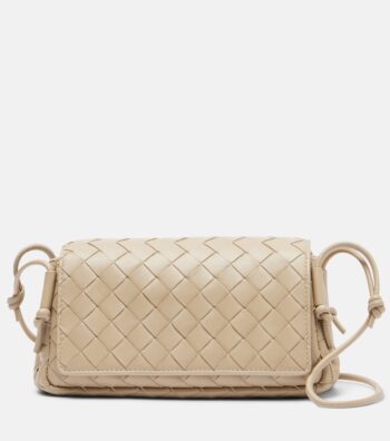 Notturno Intrecciato Leather Crossbody Bag in Beige - Bottega Veneta