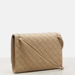 Andiamo Leather Pouch with Strap in Beige – Bottega Veneta