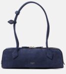 Alaïa Le Teckel Suede Shoulder Bag Blue | Crown Clutch