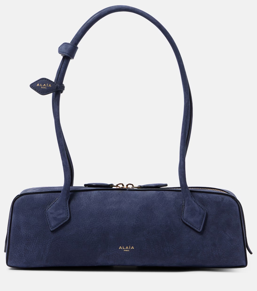 Alaïa Le Teckel Suede Shoulder Bag Blue | Crown Clutch Alaïa Le Teckel Suede Shoulder Bag Blue | Crown Clutch