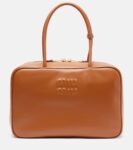 Miu Miu Beau leather tote bag in cognac brown calf leather with gold-tone hardware