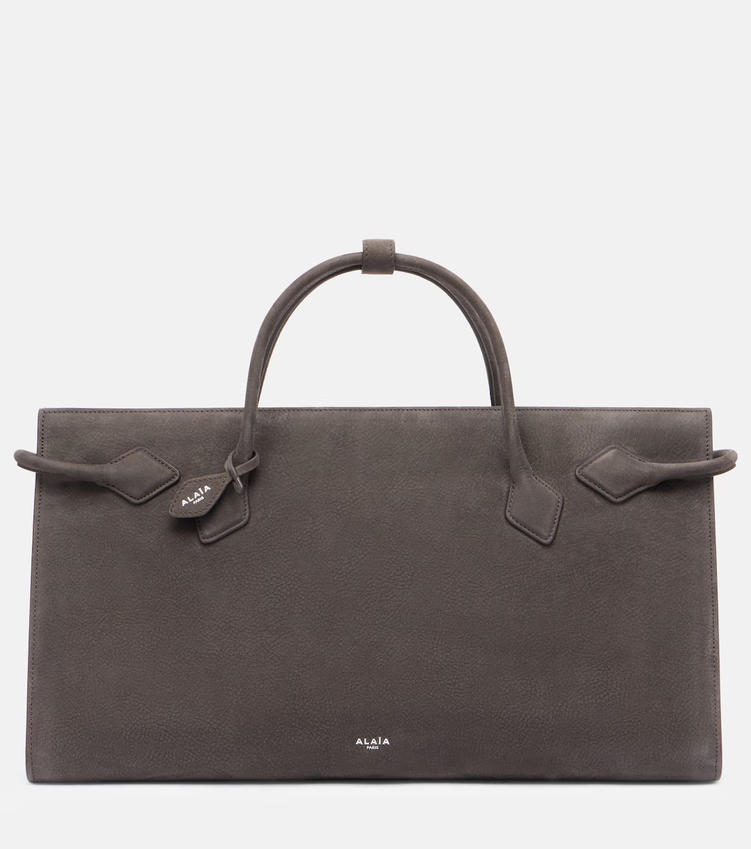 imgi_1_P01076221 Shop Alaïa Le Teckel Large Leather Shoulder Bag Anthracite Grey at Crown Clutch. Italian-crafted design with a sleek silhouette and modern finish.