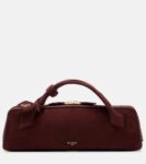 Alaïa Le Teckel Small Burgundy Suede Clutch Elegant Design | Crown Clutch