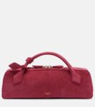 Alaïa Le Teckel Small Suede Clutch Bag in Framboise Pink