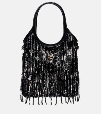 Miu Miu Ivy Medium Embellished Satin Tote Bag