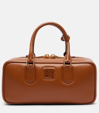 Miu Miu Arcadie Large Leather Top-Handle Bag Brown
