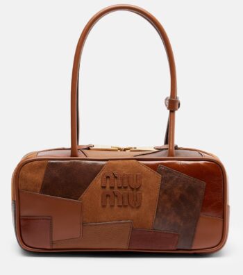 Miu Miu Beau Small leather top-handle bag in brown lamb leather with gold-toned hardware