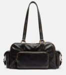 Miu Miu Beau Small Leather Bowling Bag in Brown | CrownClutch