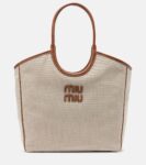 Miu Miu Ivy leather-trimmed canvas tote bag