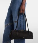 Alaïa Le Teckel Medium Suede Shoulder Bag Black | Crown Clutch