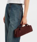 Alaïa Le Teckel Small Burgundy Suede Clutch Elegant Design | Crown Clutch