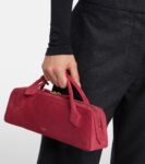 Alaïa Le Teckel Small Suede Clutch Bag in Framboise Pink