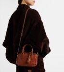 Miu Miu Arcadie Small leather tote bag in brown calf leather with gold hardware