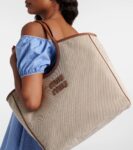 Miu Miu Ivy leather-trimmed canvas tote bag