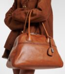 Miu Miu Vivant medium leather bowling bag in brown luxury handbag