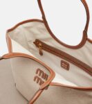 Miu Miu Ivy leather-trimmed canvas tote bag