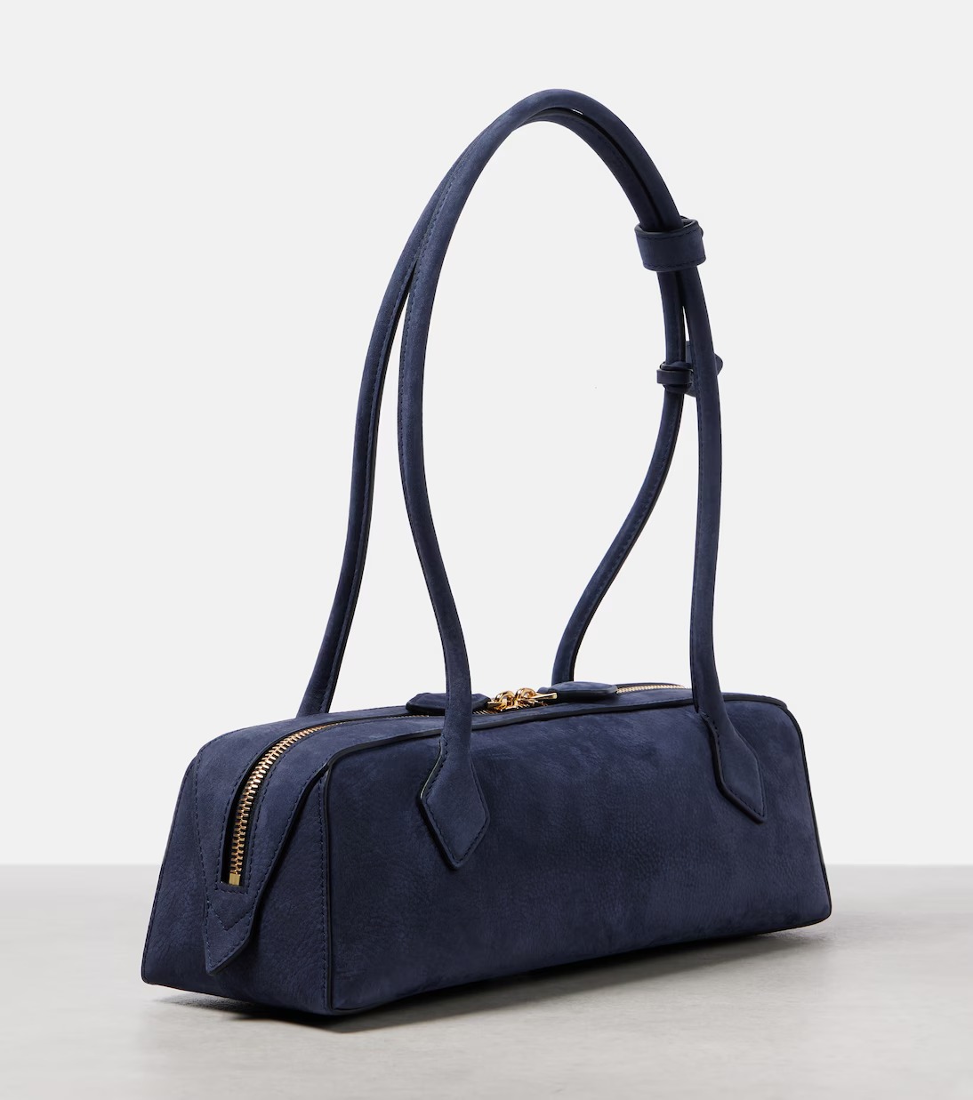 Alaïa Le Teckel Suede Shoulder Bag Blue | Crown Clutch Alaïa Le Teckel Suede Shoulder Bag Blue | Crown Clutch