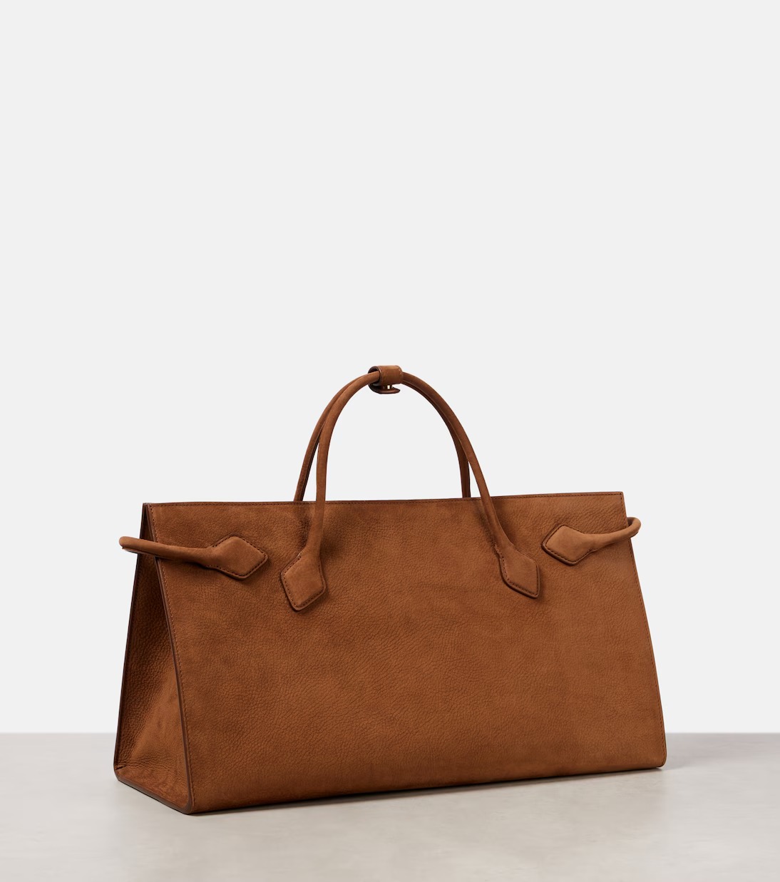 Alaïa Le Teckel Suede Tote Bag Terre Brown | Crown Clutch Alaïa Le Teckel Suede Tote Bag Terre Brown | Crown Clutch
