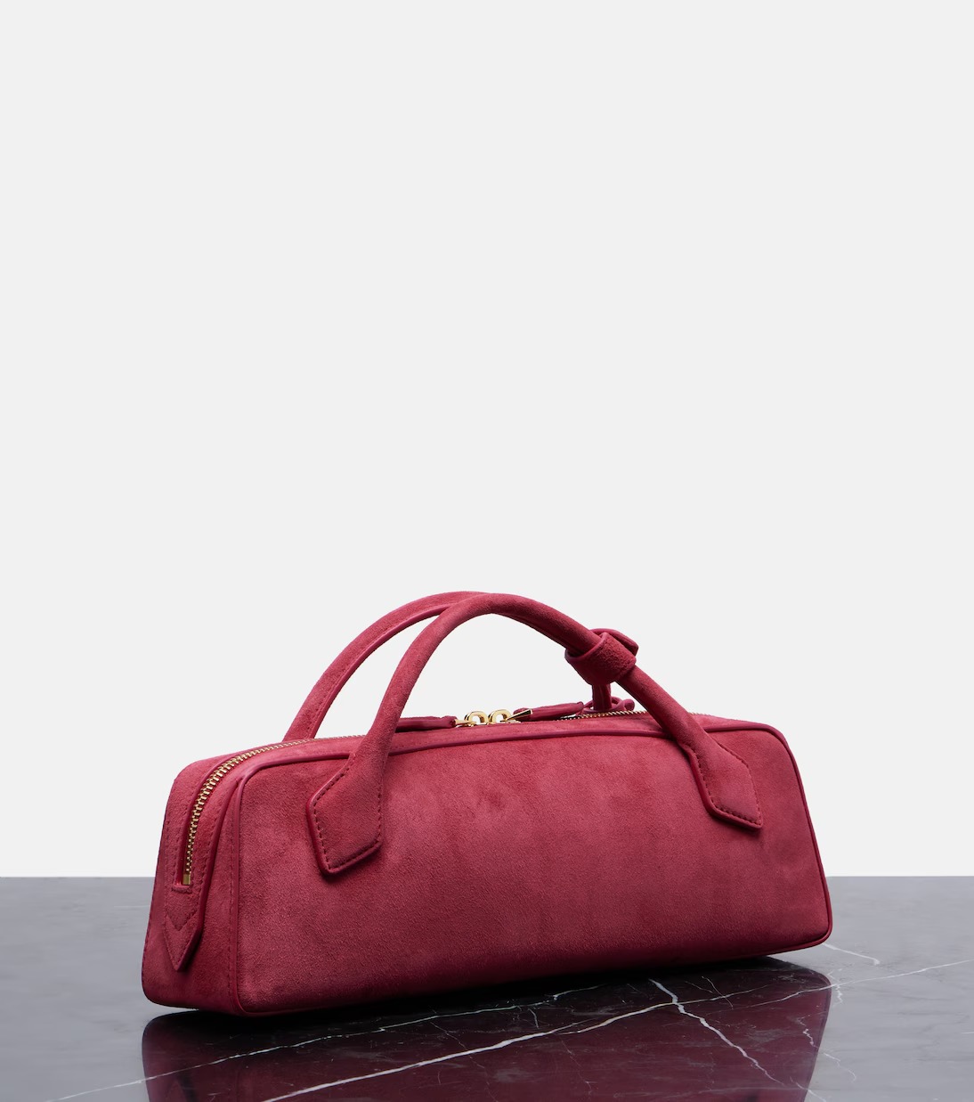 Alaïa Le Teckel Small Suede Clutch Bag in Framboise Pink Alaïa Le Teckel Small Suede Clutch Bag in Framboise Pink