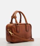 Miu Miu Arcadie Small leather tote bag in brown calf leather with gold hardware