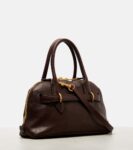 Miu Miu Aventure leather tote bag in brown with gold hardware