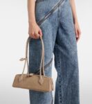 Alaïa Le Teckel Small Suede Shoulder Bag Beige | Crown Clutch