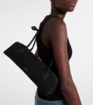 Alaïa Le Teckel Medium Suede Shoulder Bag Black | Crown Clutch