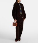 Miu Miu Arcadie Small leather tote bag in brown calf leather with gold hardware