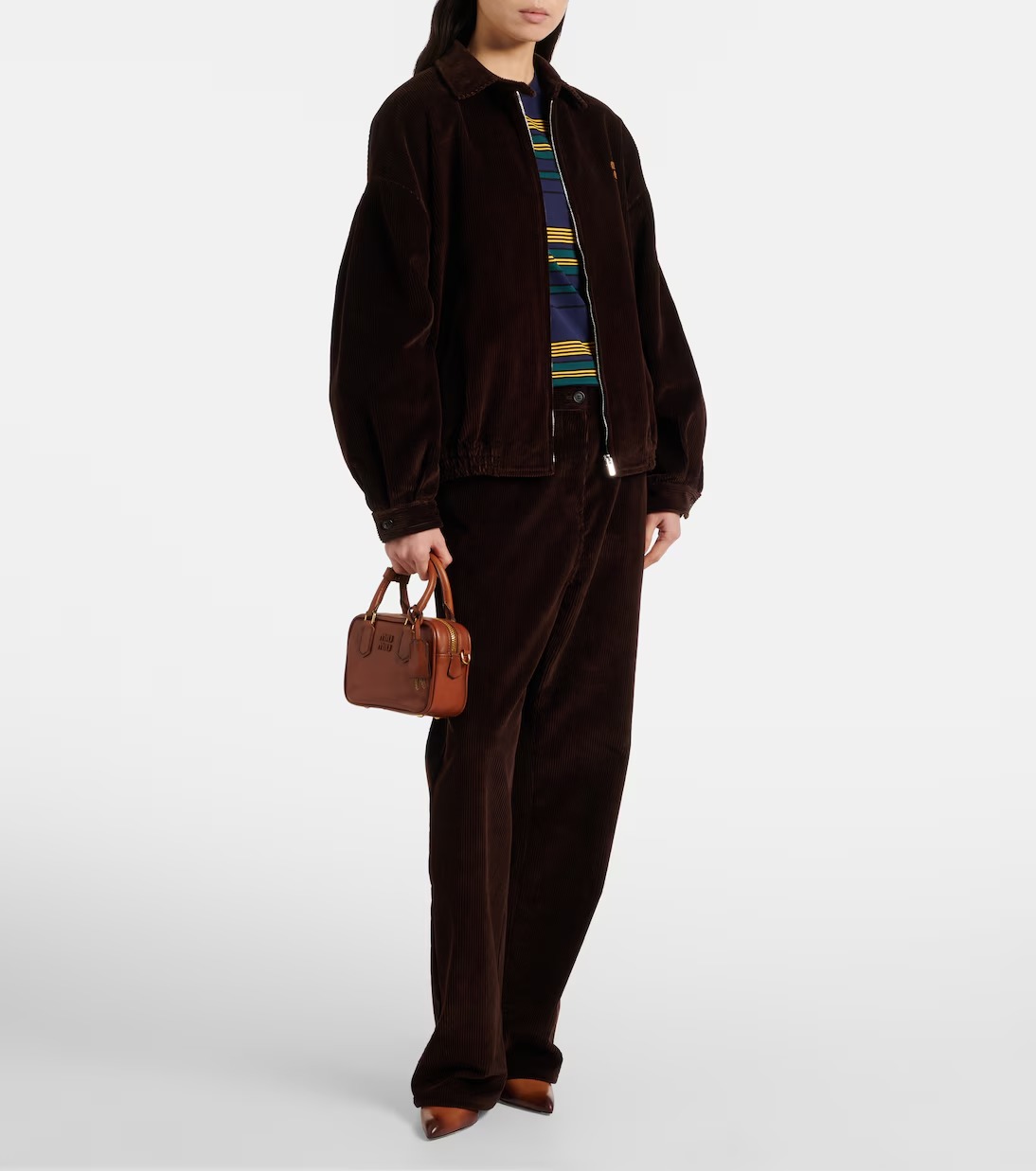 Miu Miu Arcadie Small leather tote bag in brown calf leather with gold hardware Miu Miu Arcadie Small leather tote bag in brown calf leather with gold hardware
