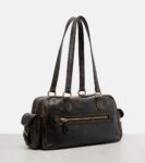Miu Miu Beau Small Leather Bowling Bag in Brown | CrownClutch